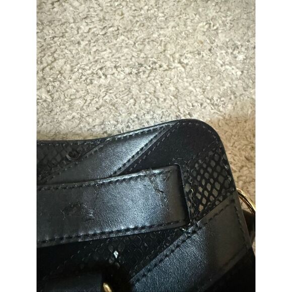 MICHAEL KORS Blk Hamilton Metallic Snake Embossed Leather Bag Satchel Purse - Picture 7 of 7